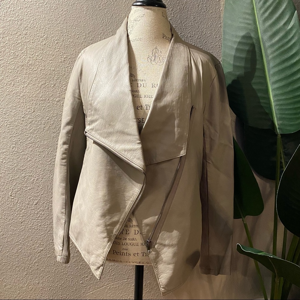 Faux Leather Asymmetrical Jacket